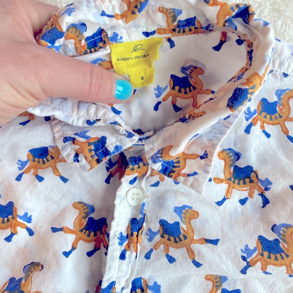 roller rabbit dancing camel button down